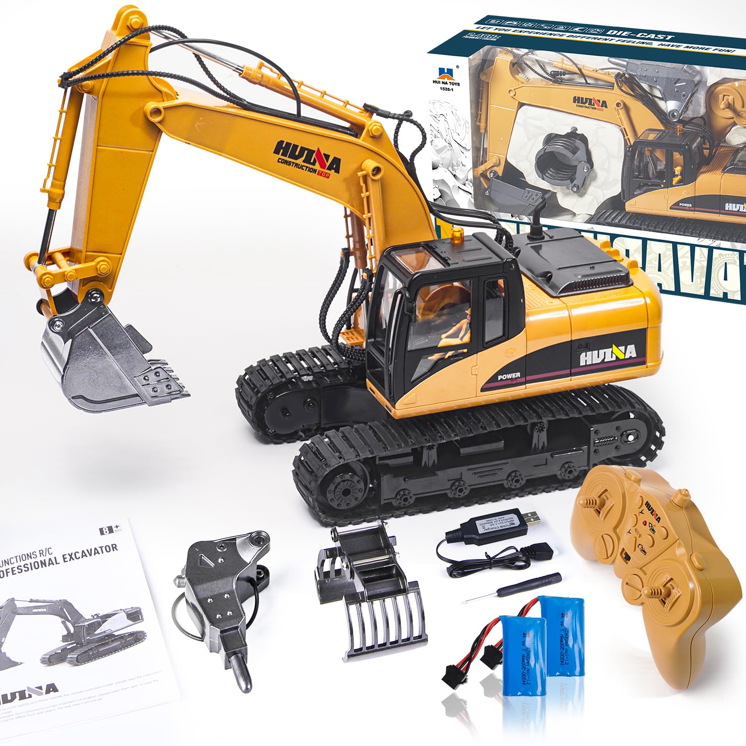 Escavatore RC in Metallo 1:14 con Telecomando 3 in 1