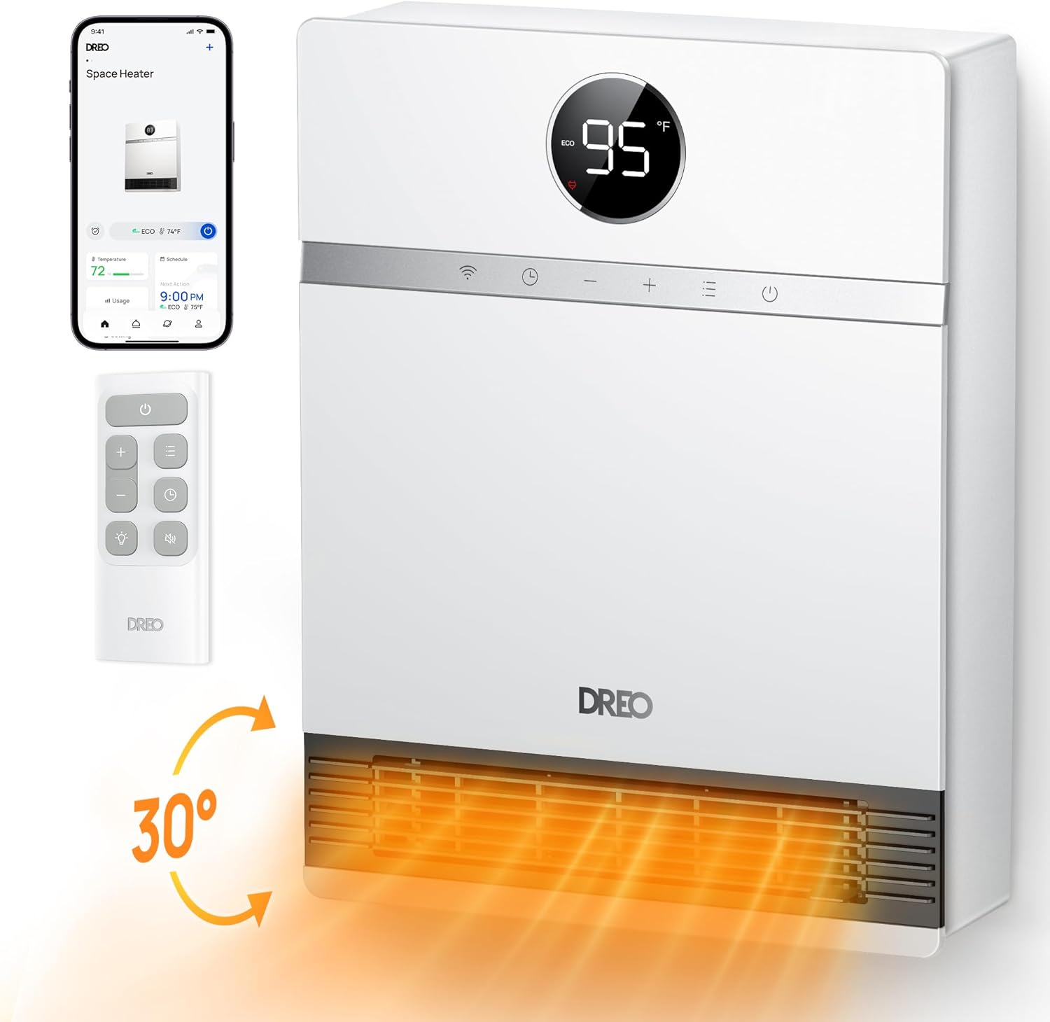 Dreo Smart Wall Heater - Termostato Regolabile 1500W