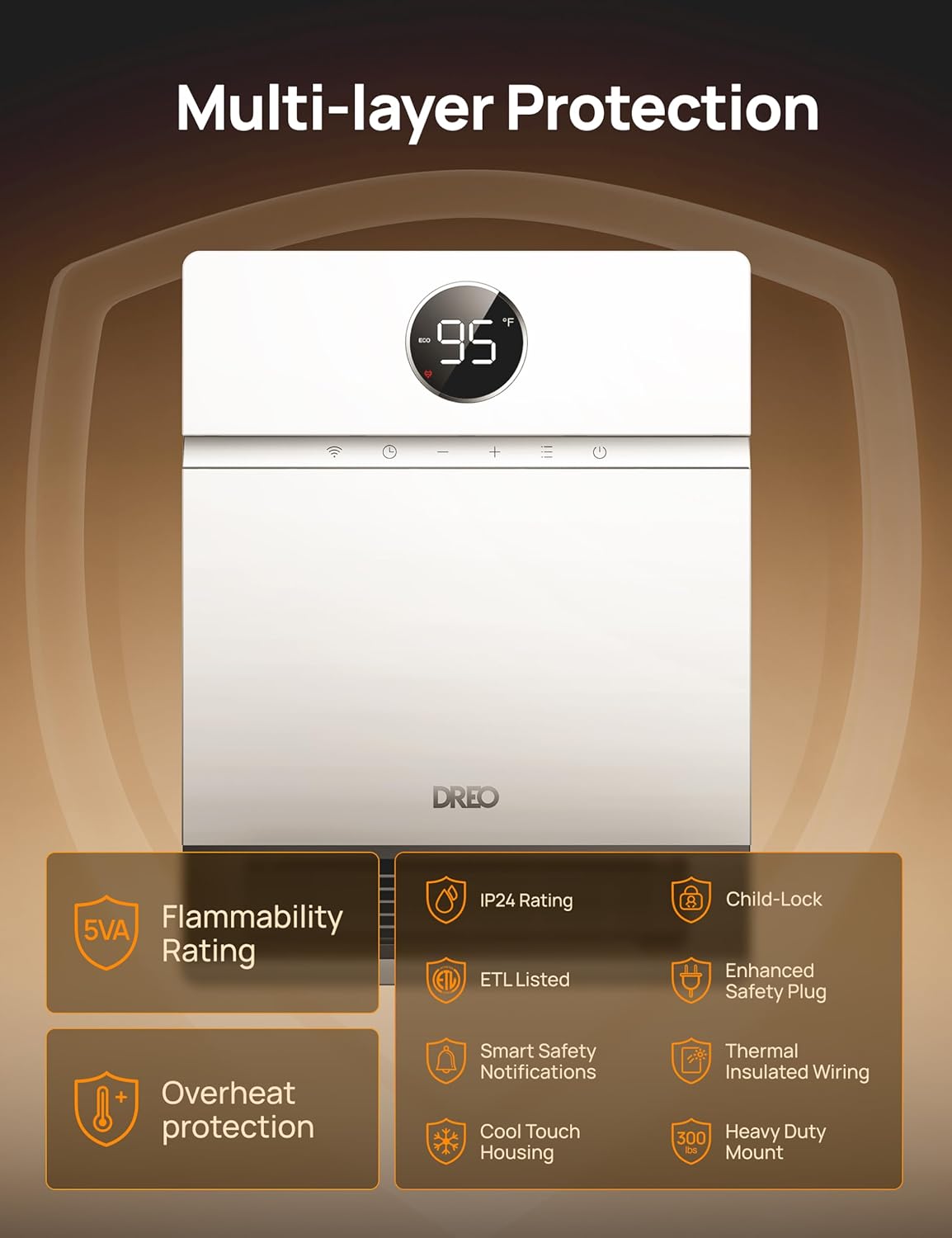 Dreo Smart Wall Heater - Termostato Regolabile 1500W - immagine 5