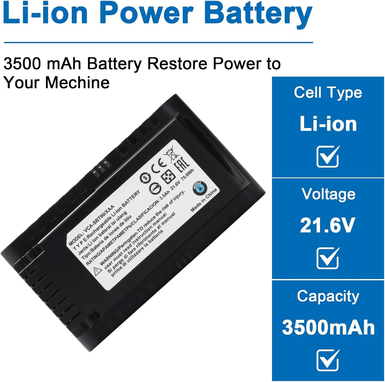 Batteria ricambio VCA-SBT90/XAA 3500mAh - immagine 2