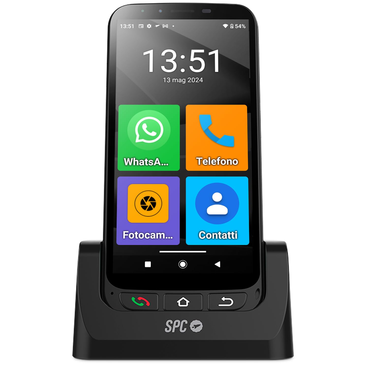 Spc Zeus 4G Pro + Coque - Smartphone Anziani, Nero