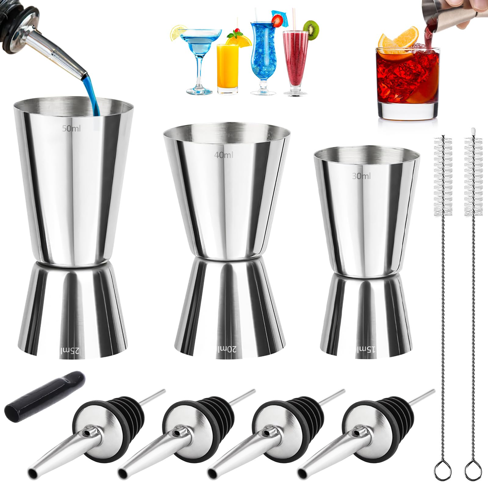 Misurino Cocktail Acciaio Inox Doppio 3 Pezzi