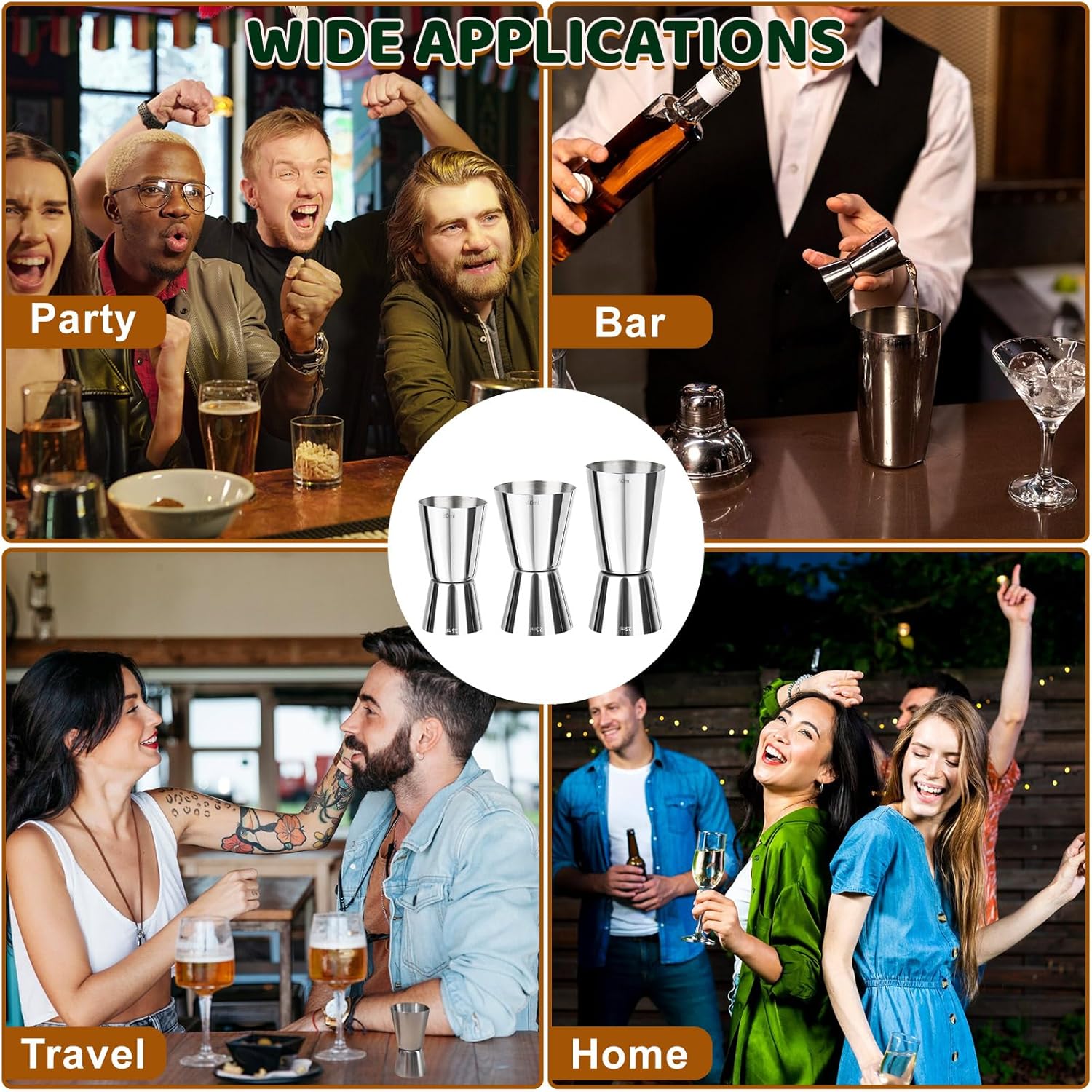 Misurino Cocktail Acciaio Inox Doppio 3 Pezzi - immagine 5