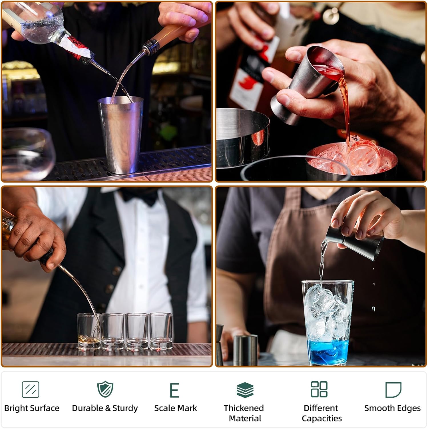 Misurino Cocktail Acciaio Inox Doppio 3 Pezzi - immagine 6