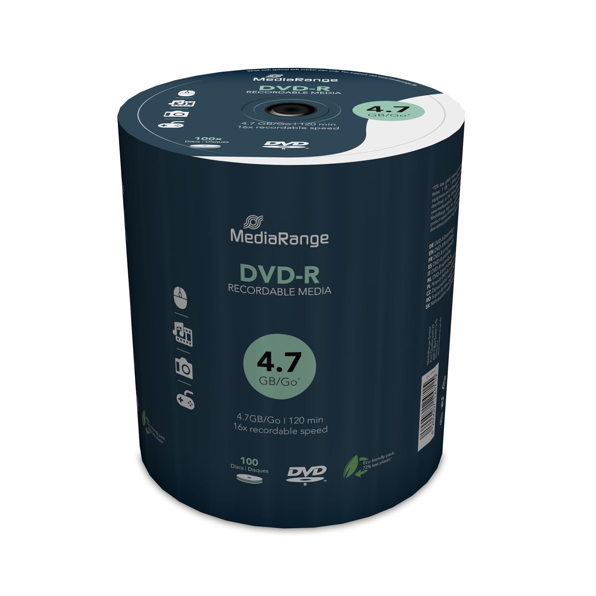 100 DVD-R vergini Mediarange 4,7GB 120Min