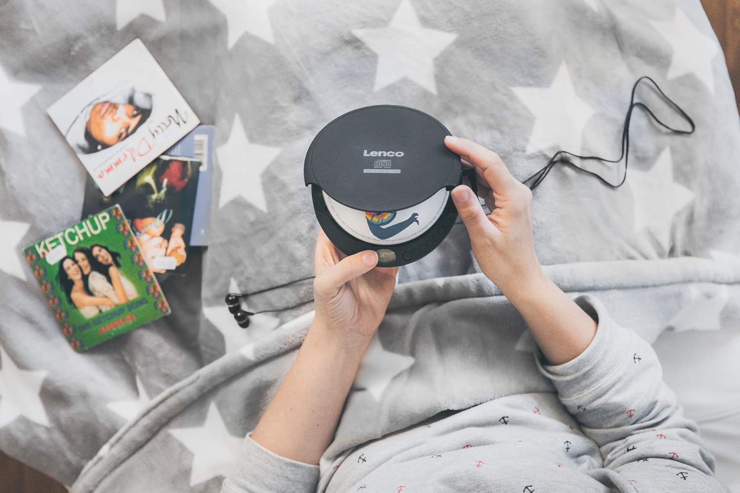 Lenco CD-200 Discman Lettore CD con display LCD e cuffie stereo, Nero - immagine 2