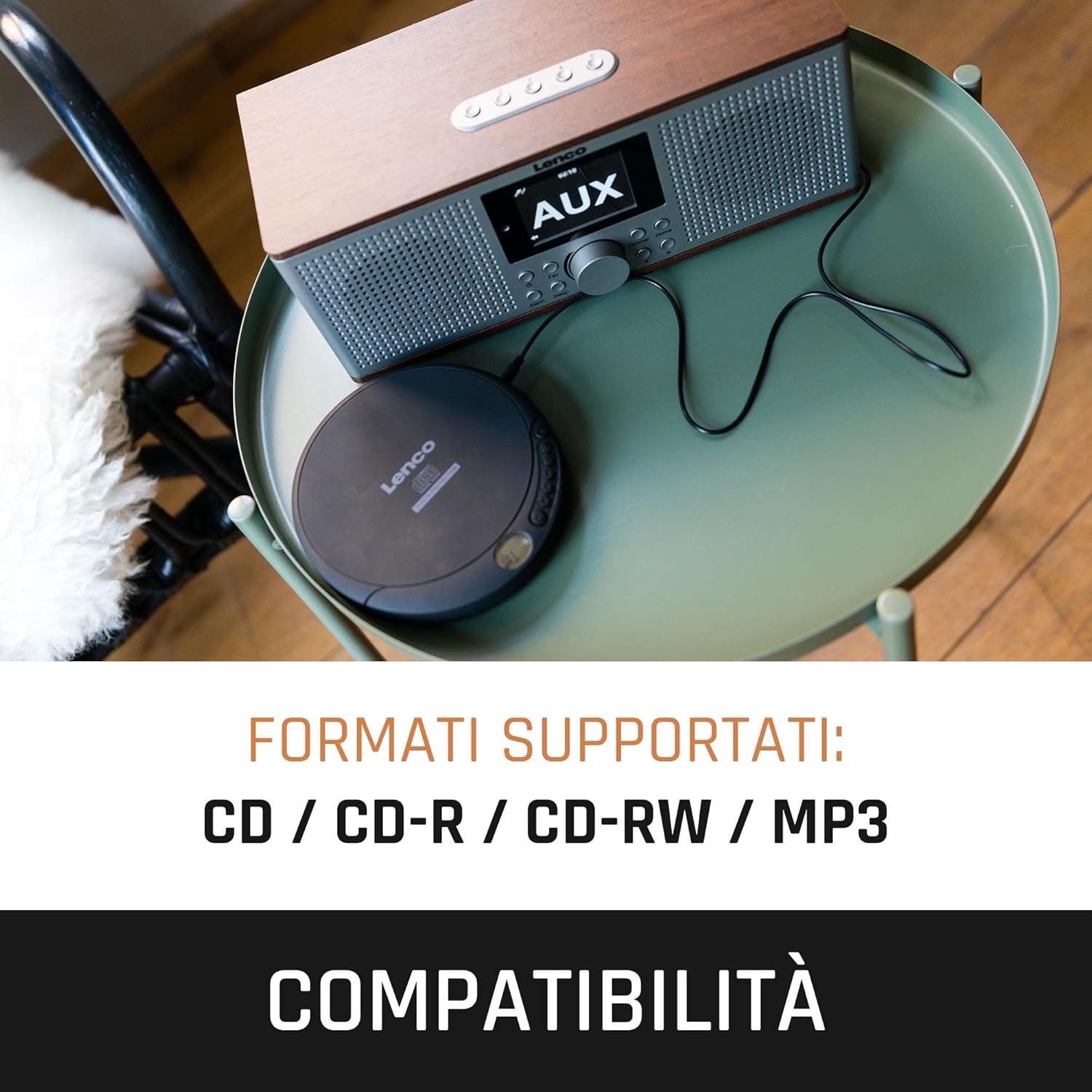 Lenco CD-200 Discman Lettore CD con display LCD e cuffie stereo, Nero - immagine 6