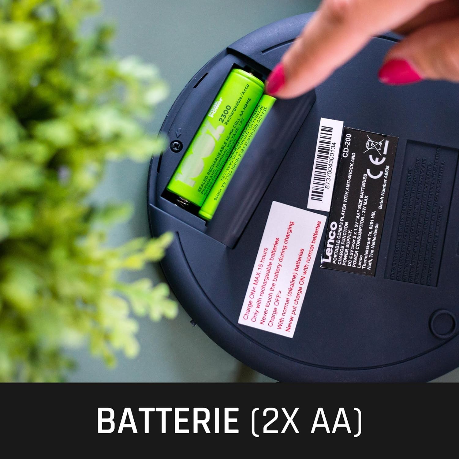 Lenco CD-200 Discman Lettore CD con display LCD e cuffie stereo, Nero - immagine 7