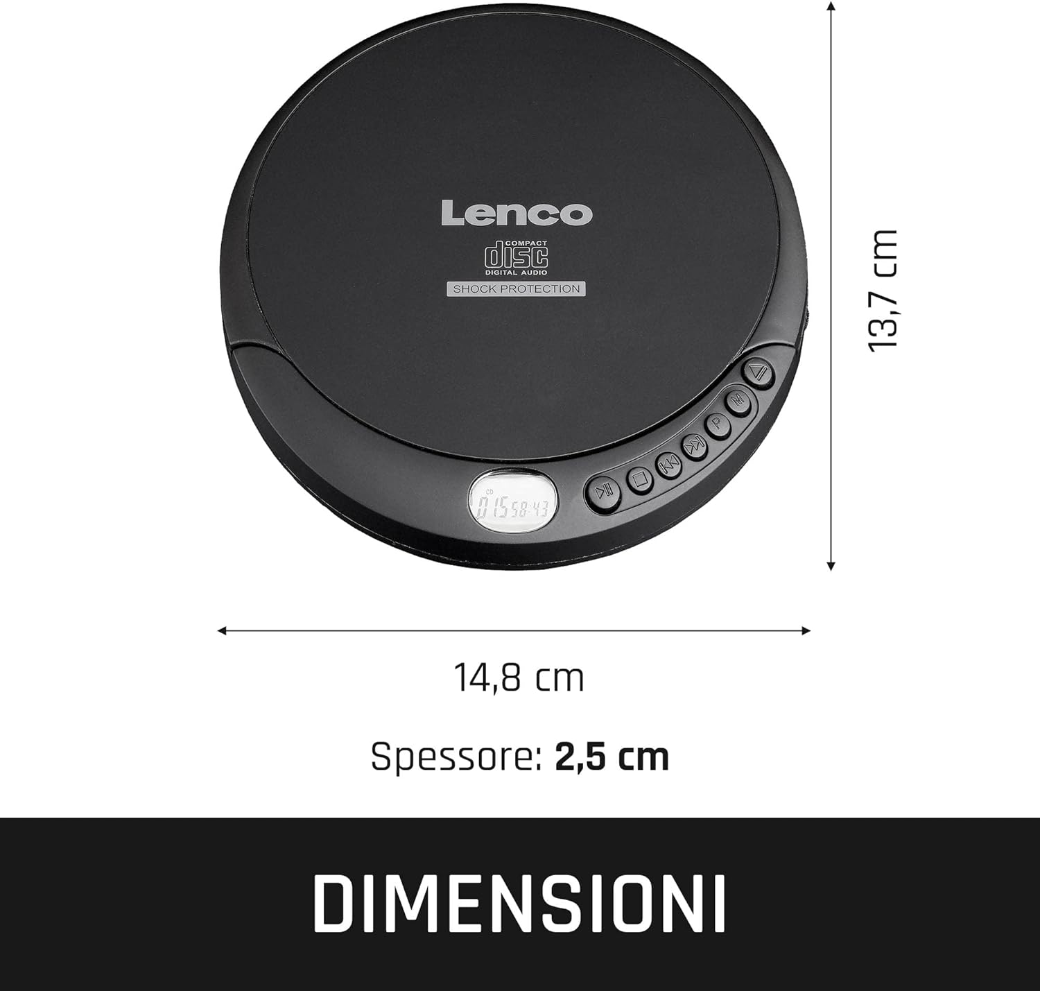 Lenco CD-200 Discman Lettore CD con display LCD e cuffie stereo, Nero - immagine 8