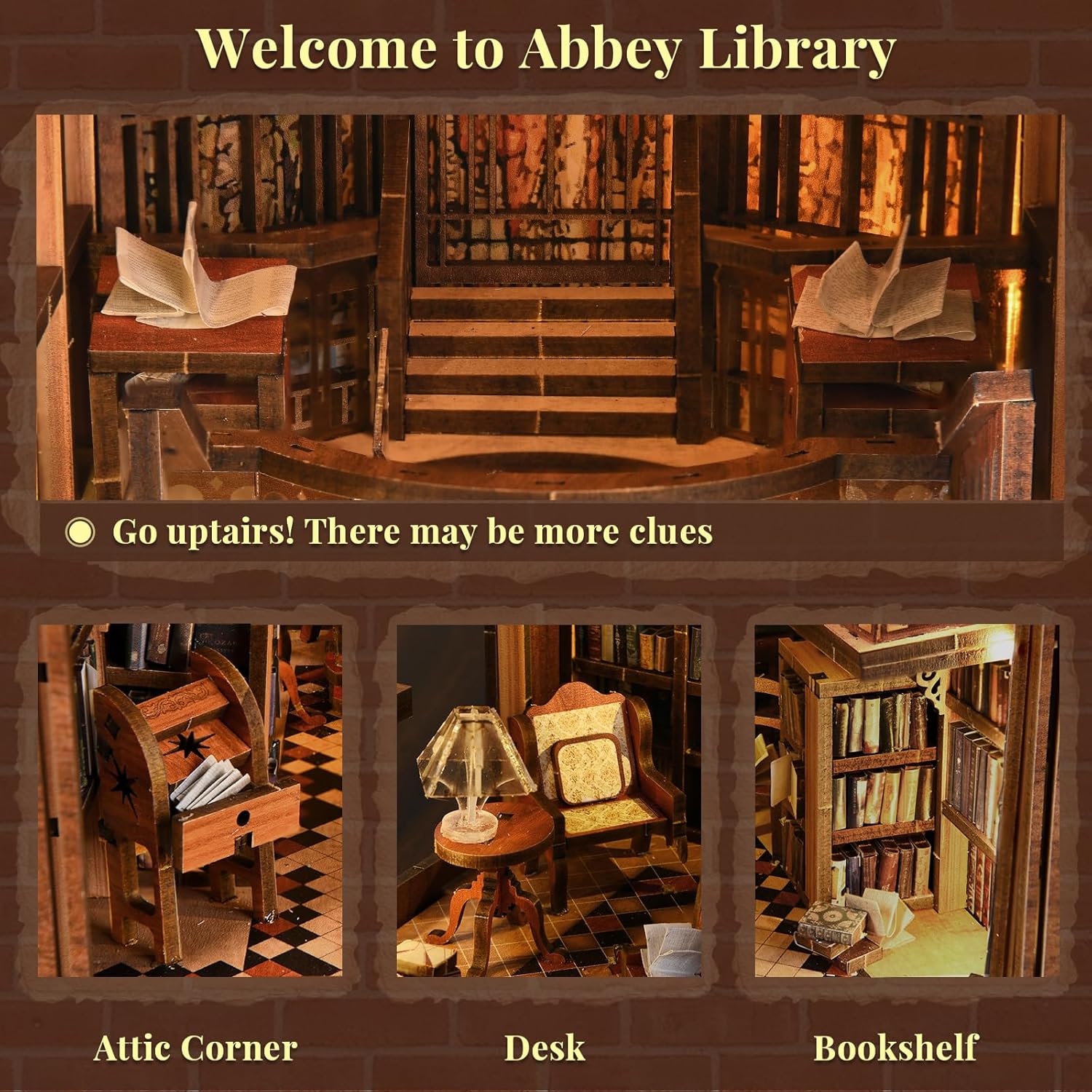 MiniCity Book Nook Kit Fai da Te - Abbey Library - immagine 3