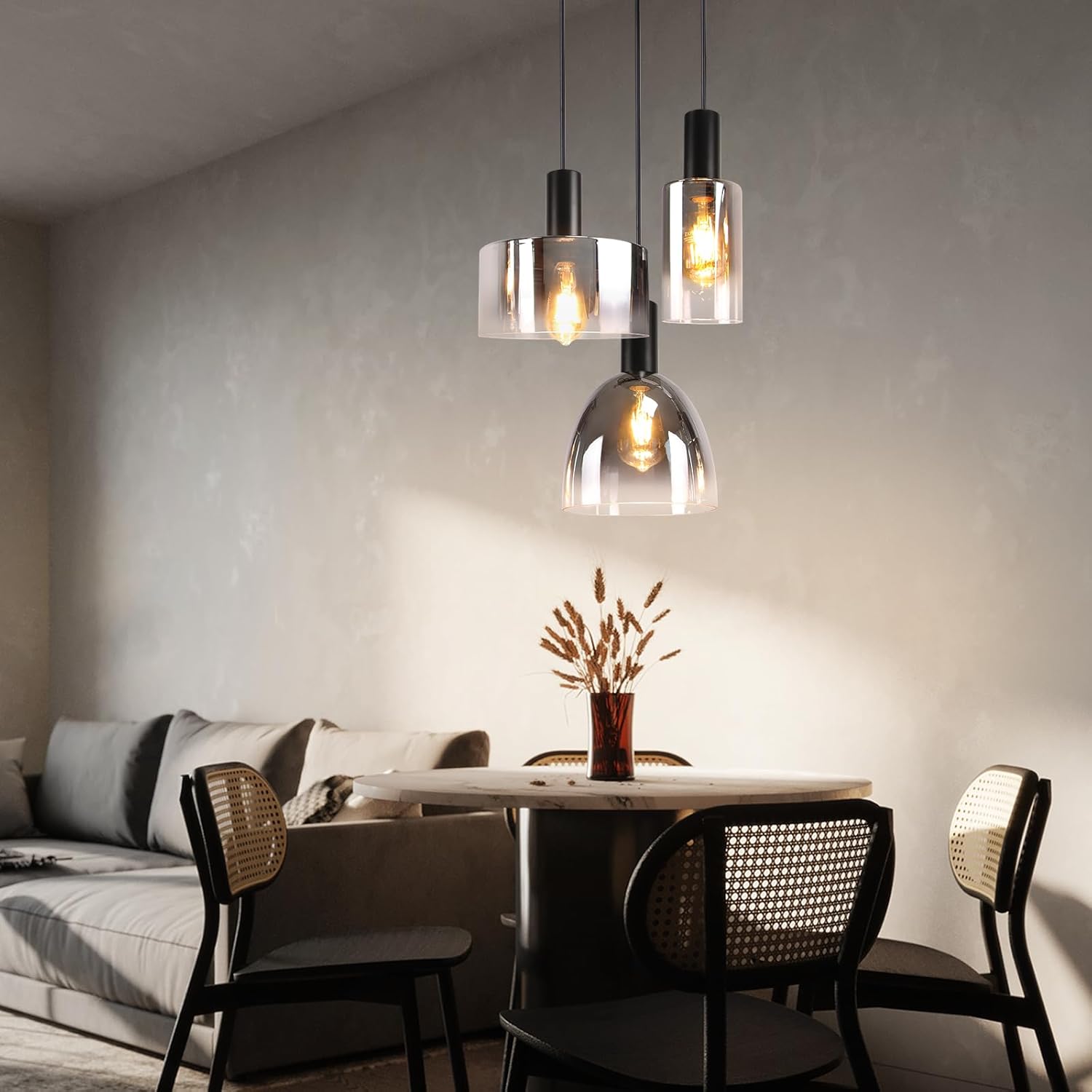 Cbjktx Lampada Sospesa Vintage E27 - 3 Luci - immagine 2