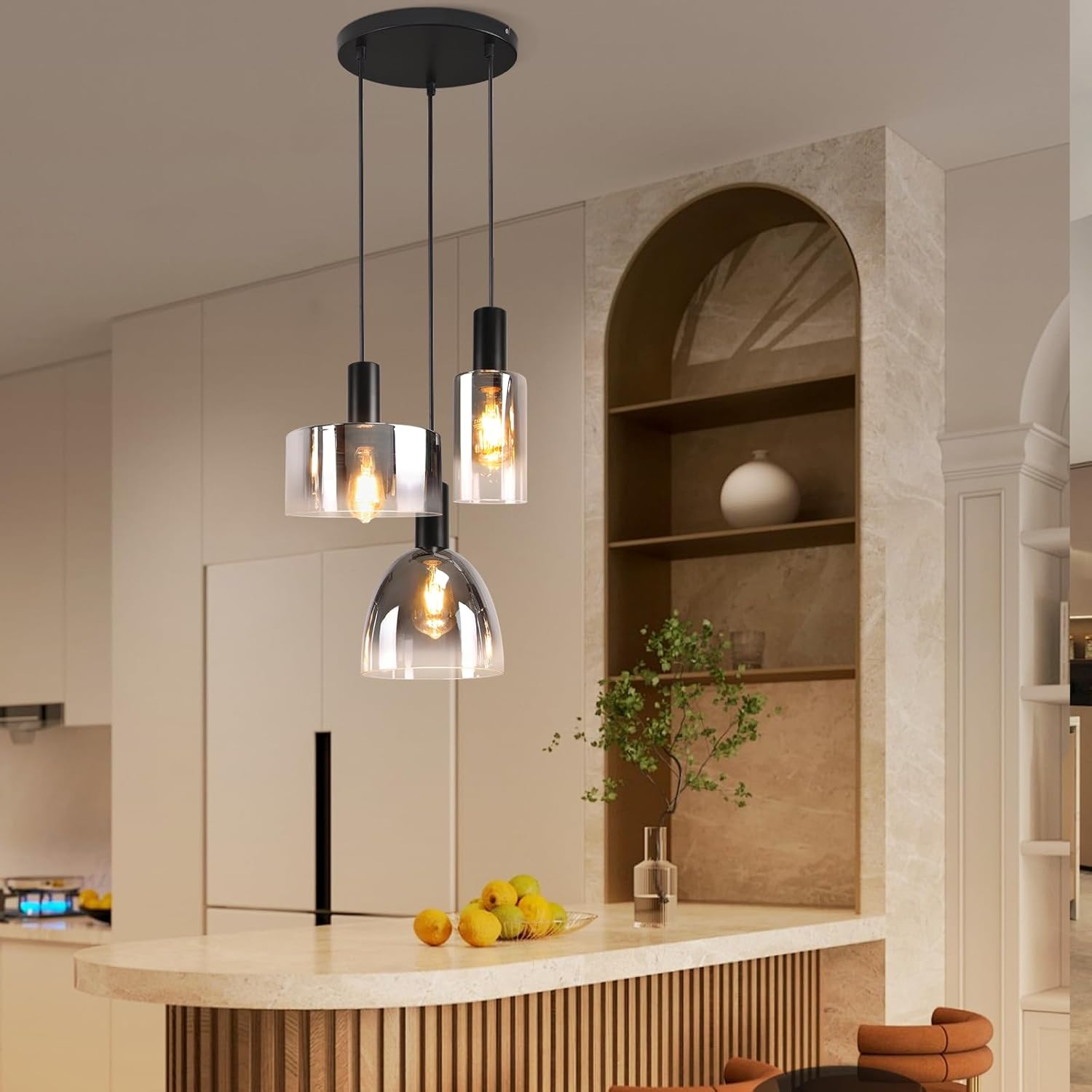 Cbjktx Lampada Sospesa Vintage E27 - 3 Luci - immagine 7