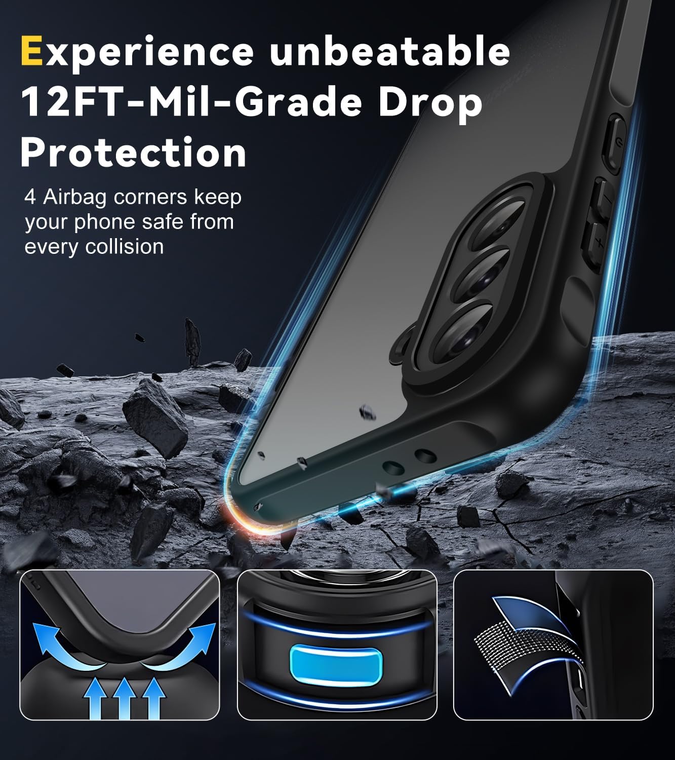 Ivoler Cover Opaca per Samsung Galaxy A36 5G - Nero - immagine 5