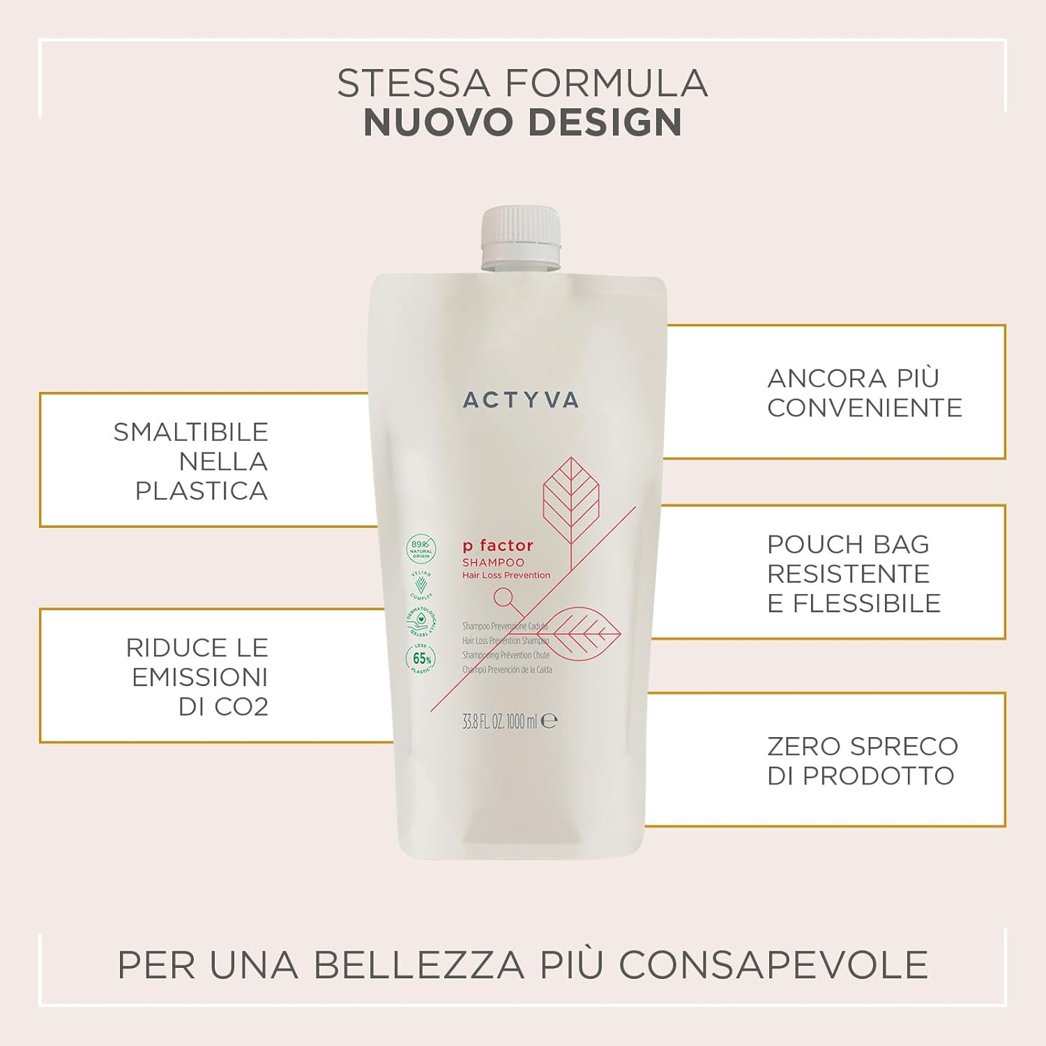 Actyva P Factor Shampoo Prevenzione Caduta Capelli 1000 ml - immagine 4