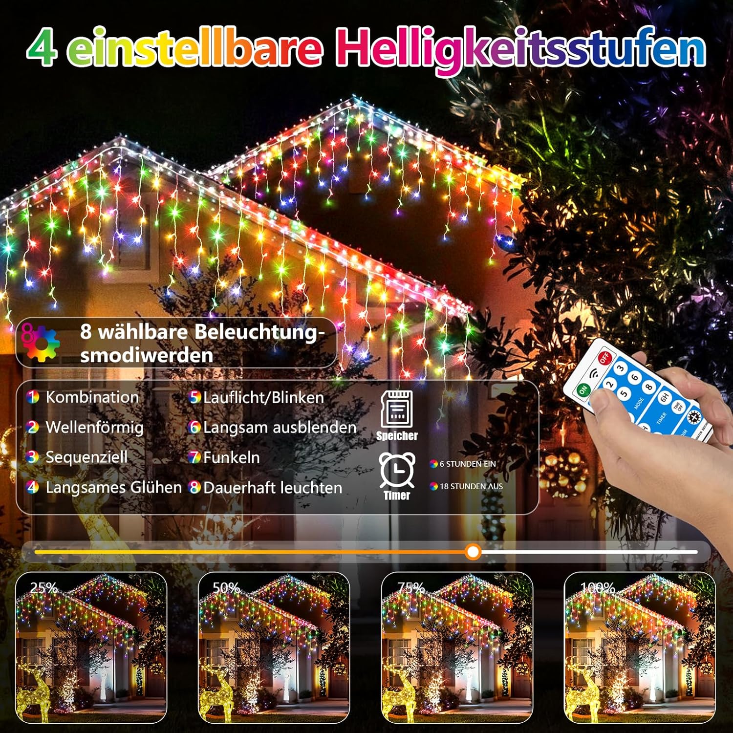 Luci di Natale da Esterno 800 LED 25+5M IP65 - immagine 4