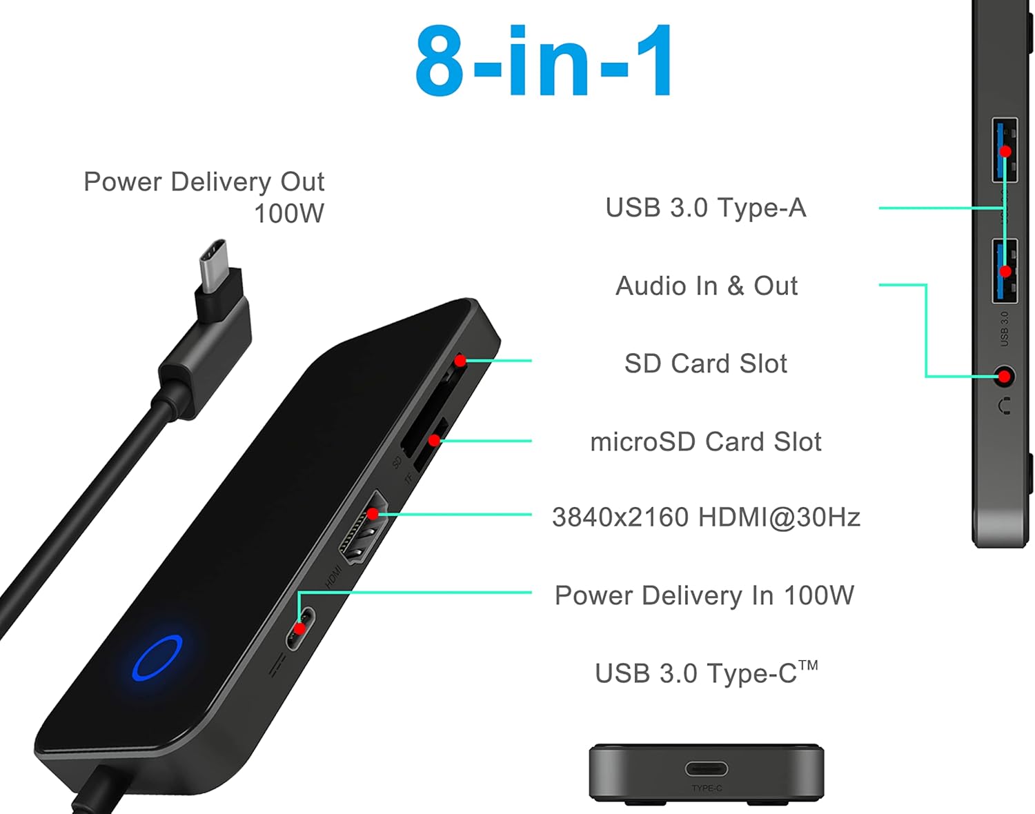 Icy Box Docking Station USB-C 8 in 1 - immagine 2