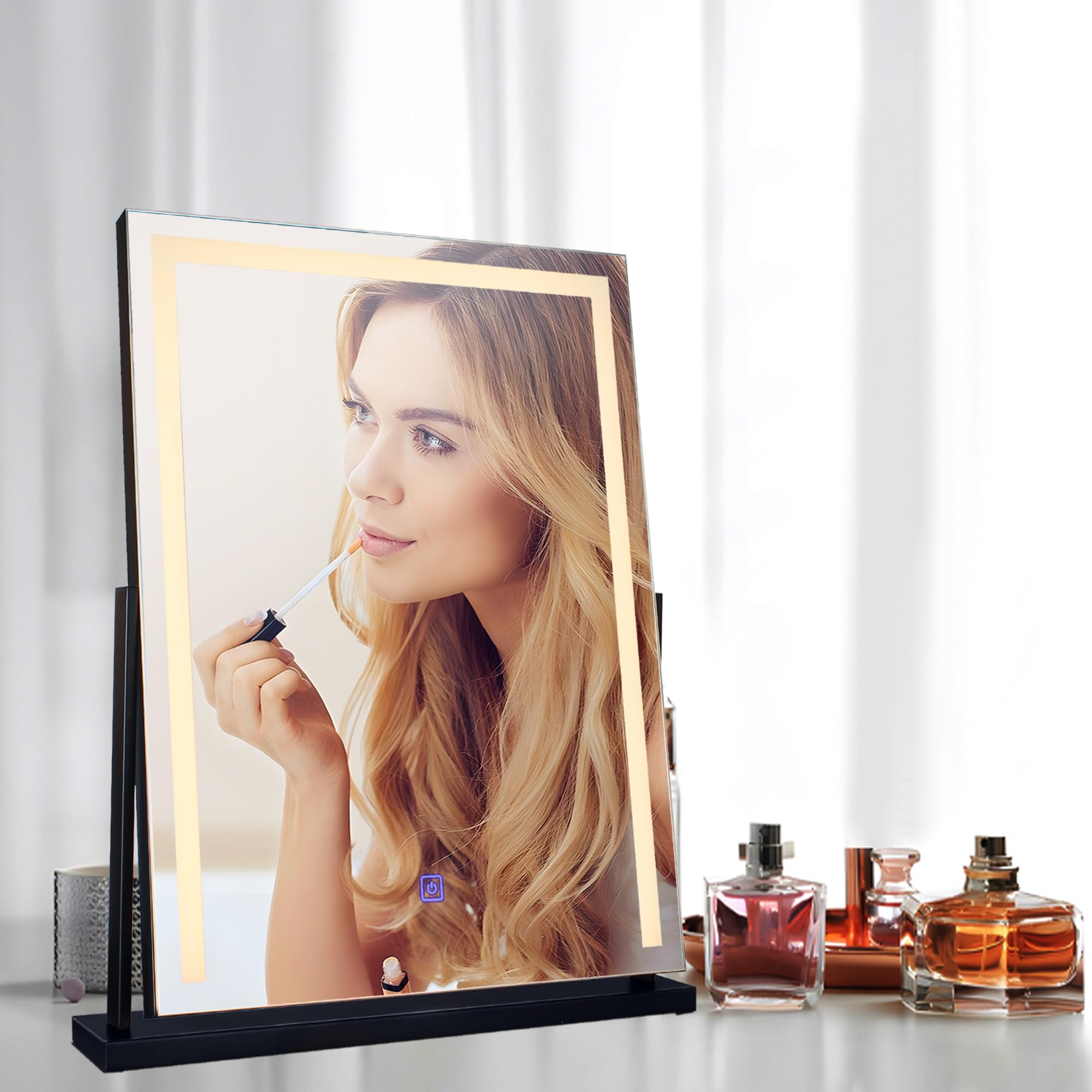 Mantolite Specchio Trucco LED 52x58cm, Nero