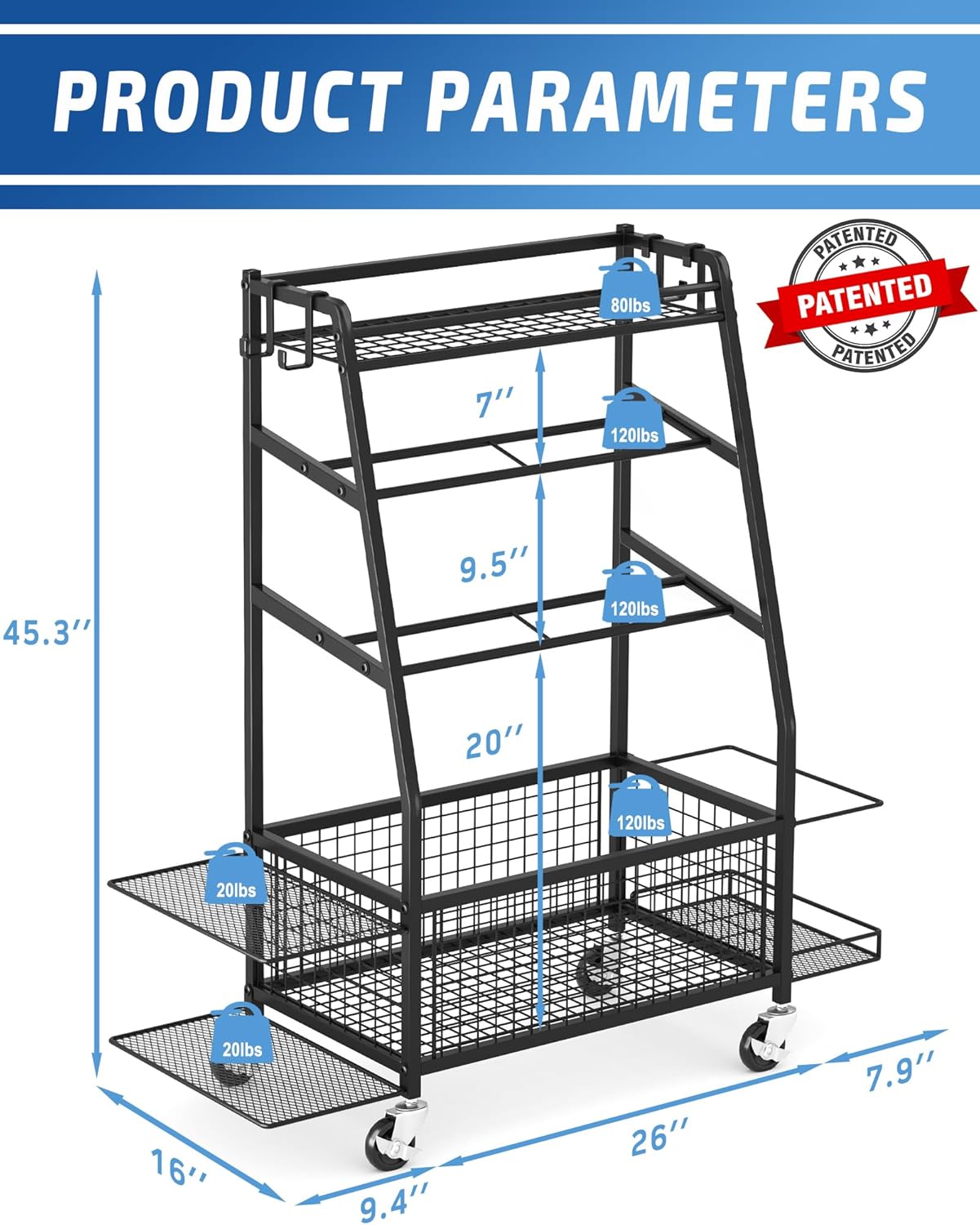 Rack per Manubri con 4 Ruote Mobili - immagine 7