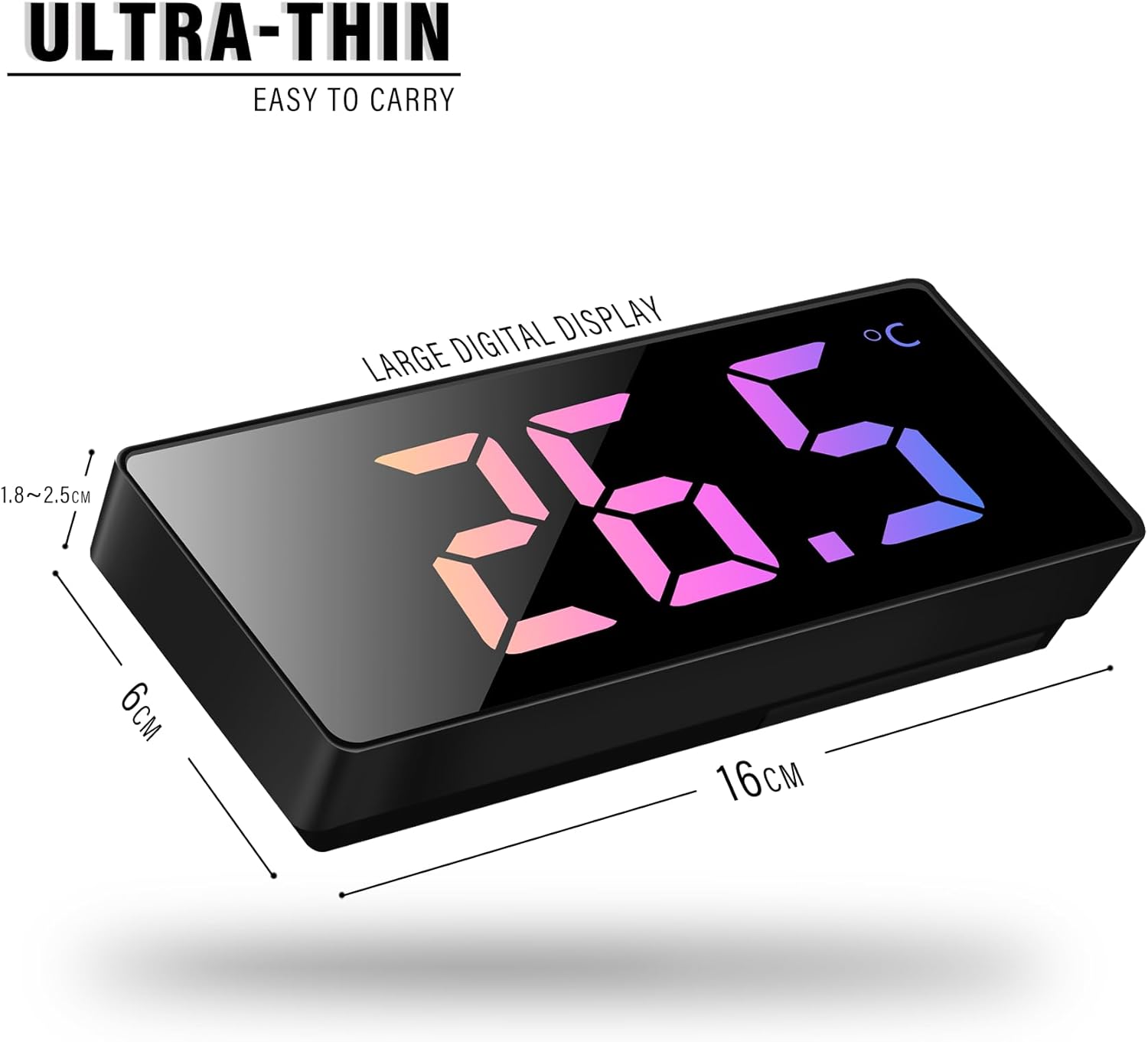 Jqgo Sveglia Digitale da Comodino con Ampio Display LED - immagine 2