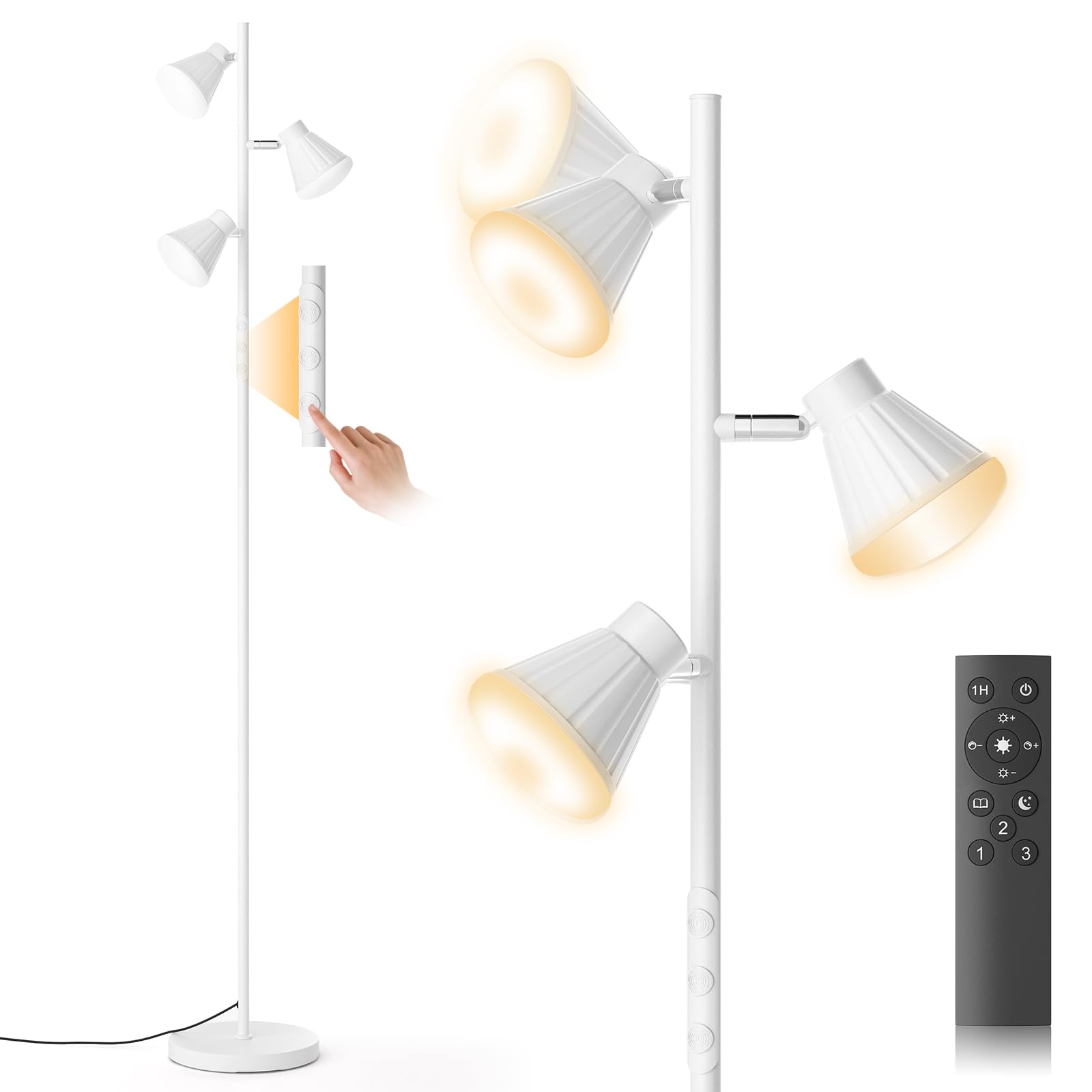 SIBRILLE Lampada da Terra Salotto 36W 3000lm, Bianca