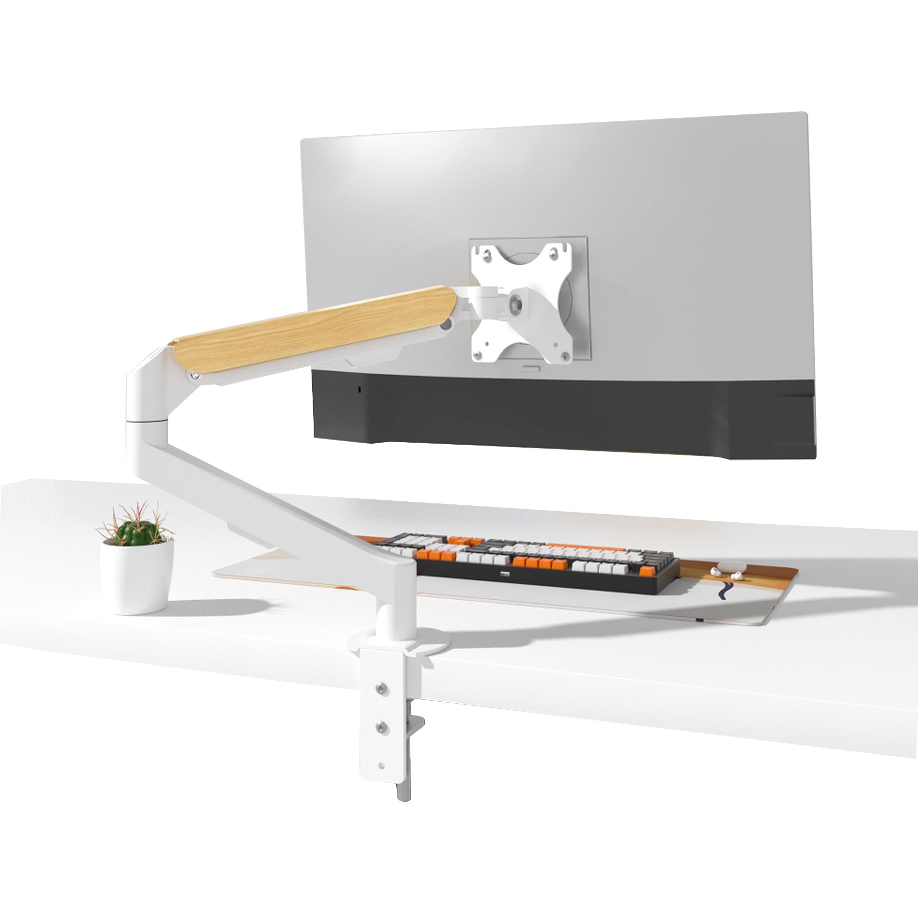 Hillport Supporto Monitor in Legno Bianco 17-34 Pollici