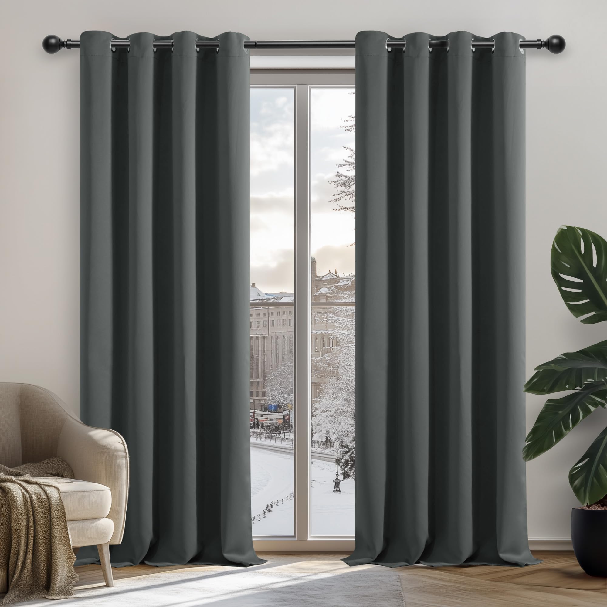 Deconovo Tende Oscuranti 135x240cm, Grigio Scuro