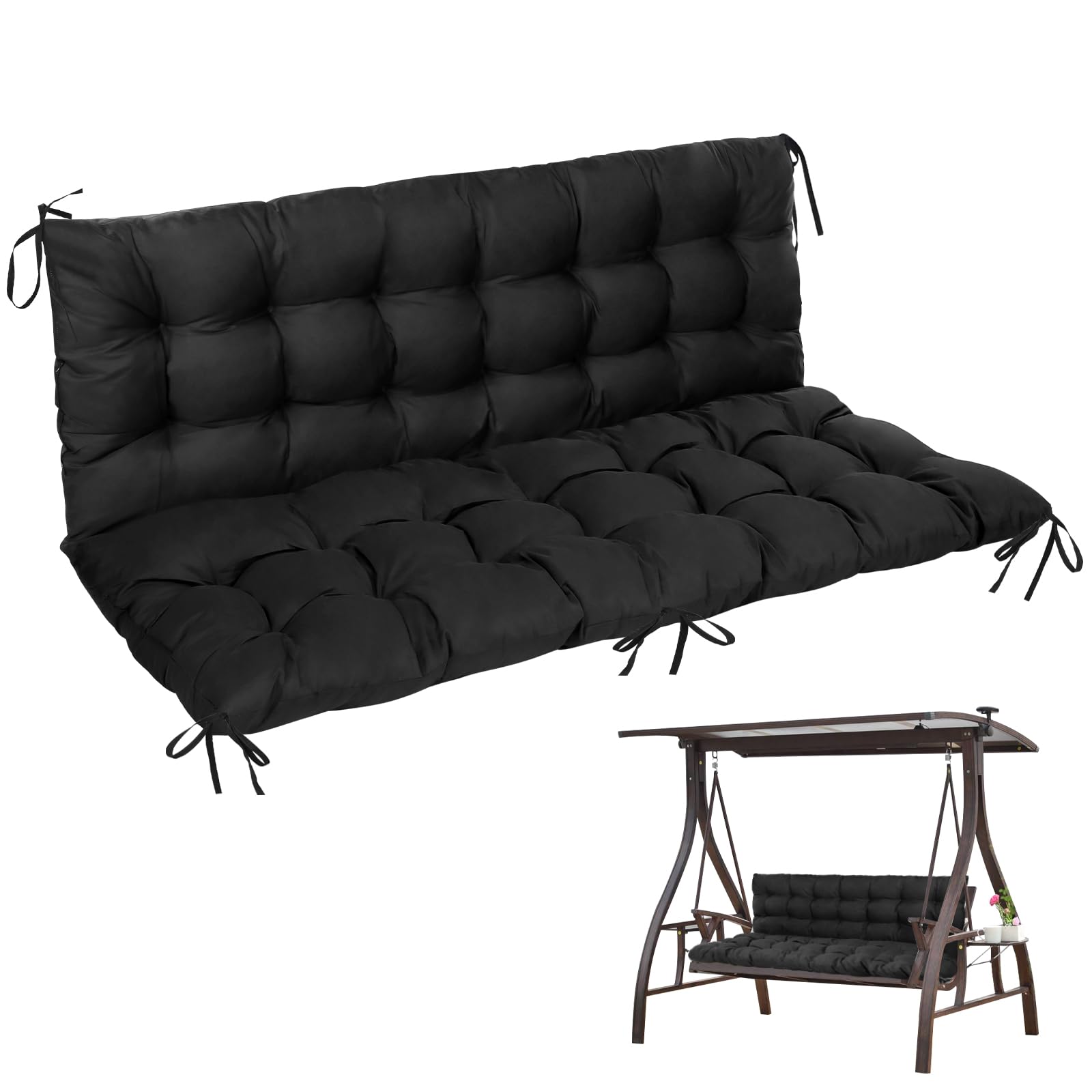 Goutime Cuscino per Panca da Giardino 150x100cm, Nero