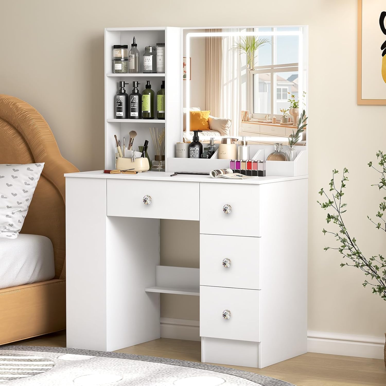 Toeletta con Luce LED Regolabile e Specchio - immagine 5