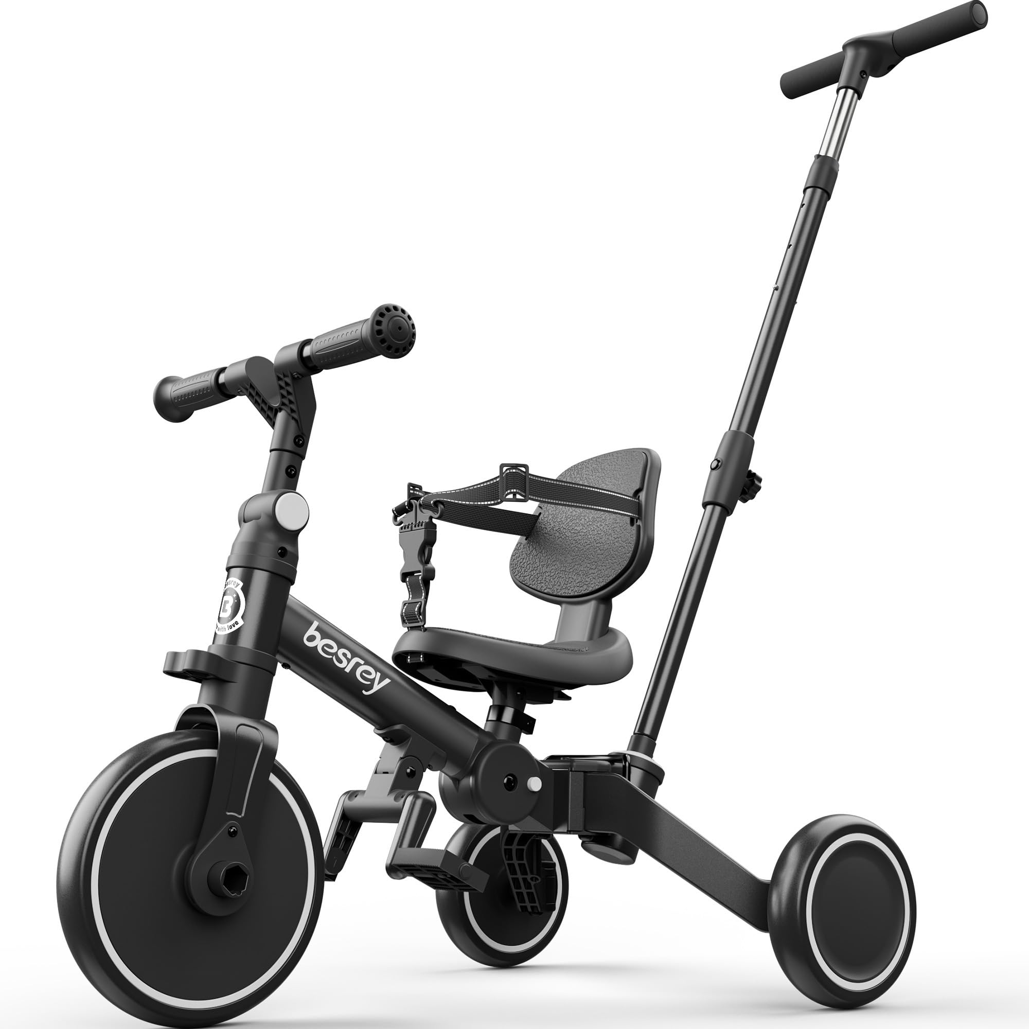 Besrey Triciclo per Bambini 5 in 1, Nero