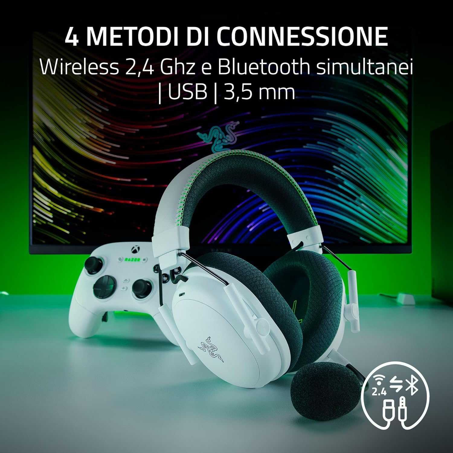 Razer BlackShark V3 Pro XBOX S|X - Cuffie Wireless ANC, Bianco - immagine 7
