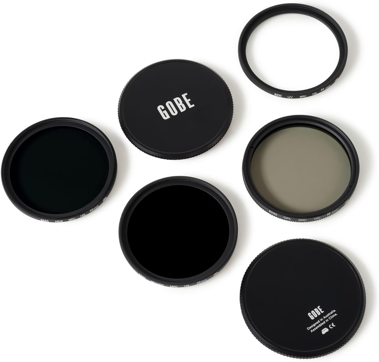 Gobe Set di filtri per obiettivo 55 mm, UV, polarizzato circolare (CPL), ND8, ND1000 (2Peak) - immagine 3