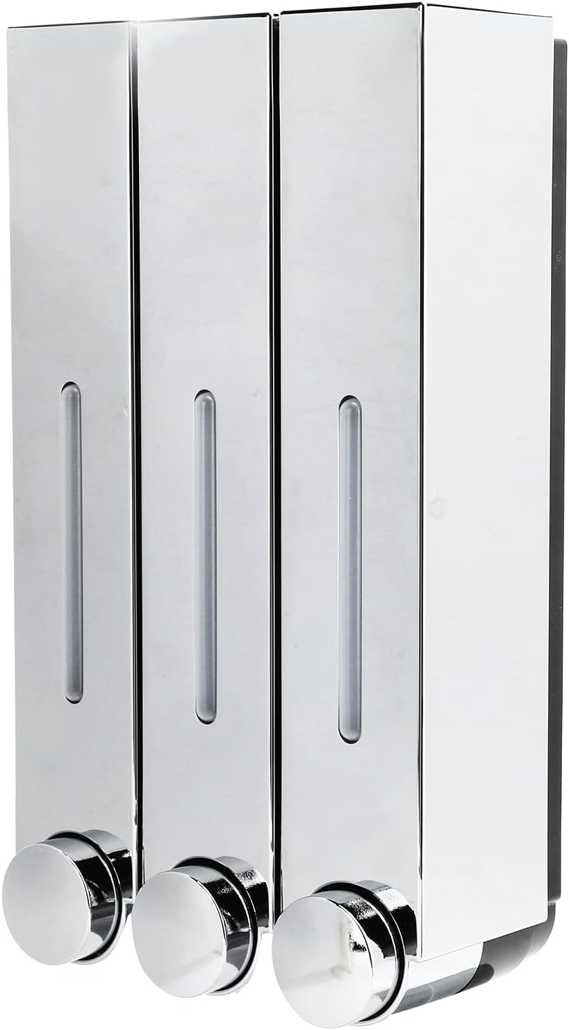 Distributore di Sapone a Parete 420ml x3, Argento - immagine 1