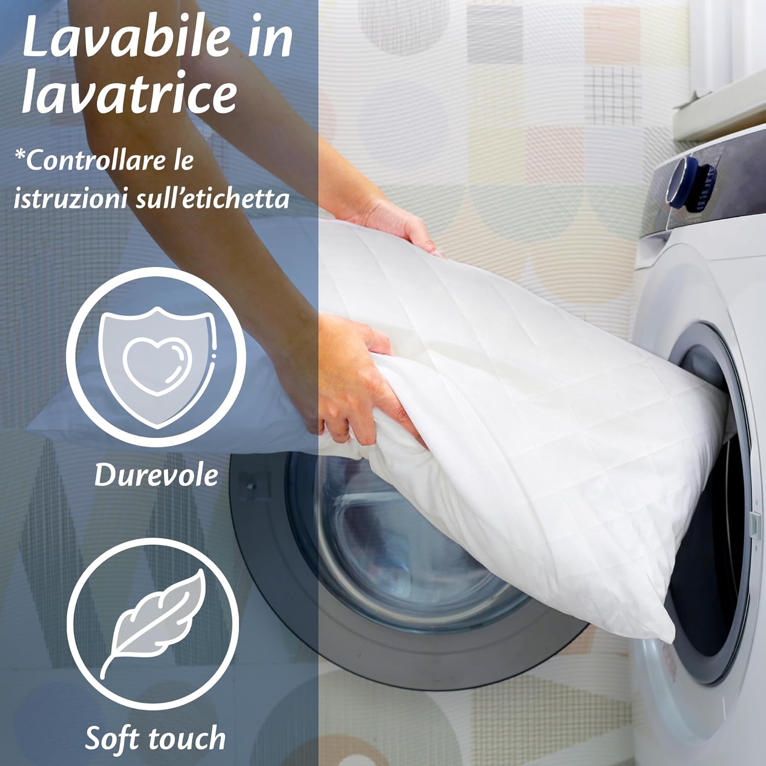 Cuscini per Divano 45x45cm, Imbottitura 4 Pezzi Bianca - immagine 7