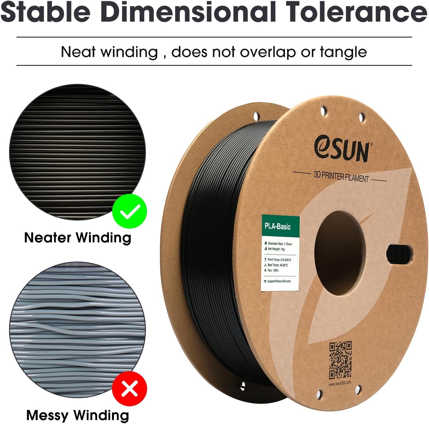 Esun Filamento PLA 1,75 mm per Stampanti 3D, 1 kg, Nero - immagine 2