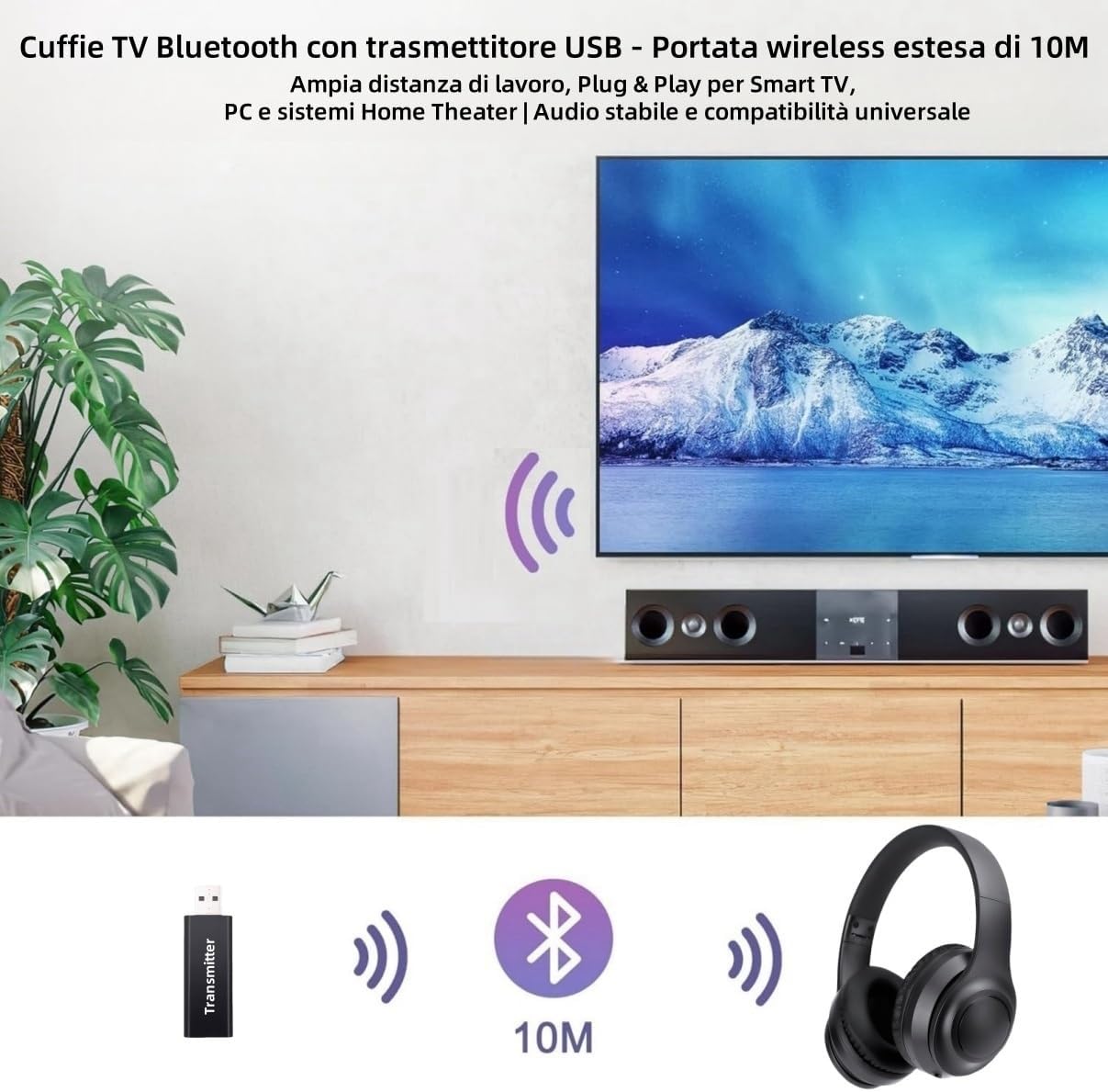 Cuffie TV Wireless Pieghevoli per Anziani con ANC - immagine 5