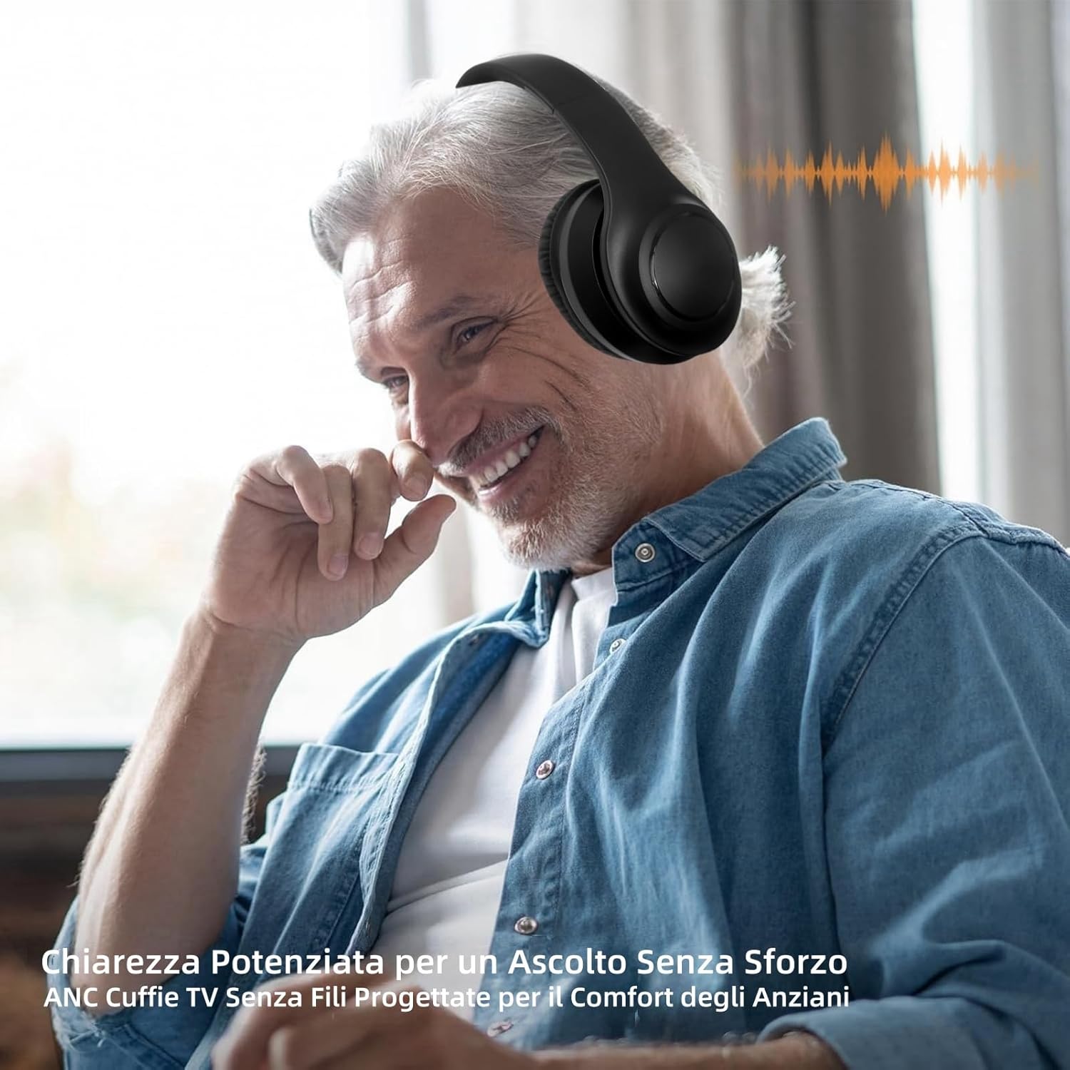 Cuffie TV Wireless Pieghevoli per Anziani con ANC - immagine 6