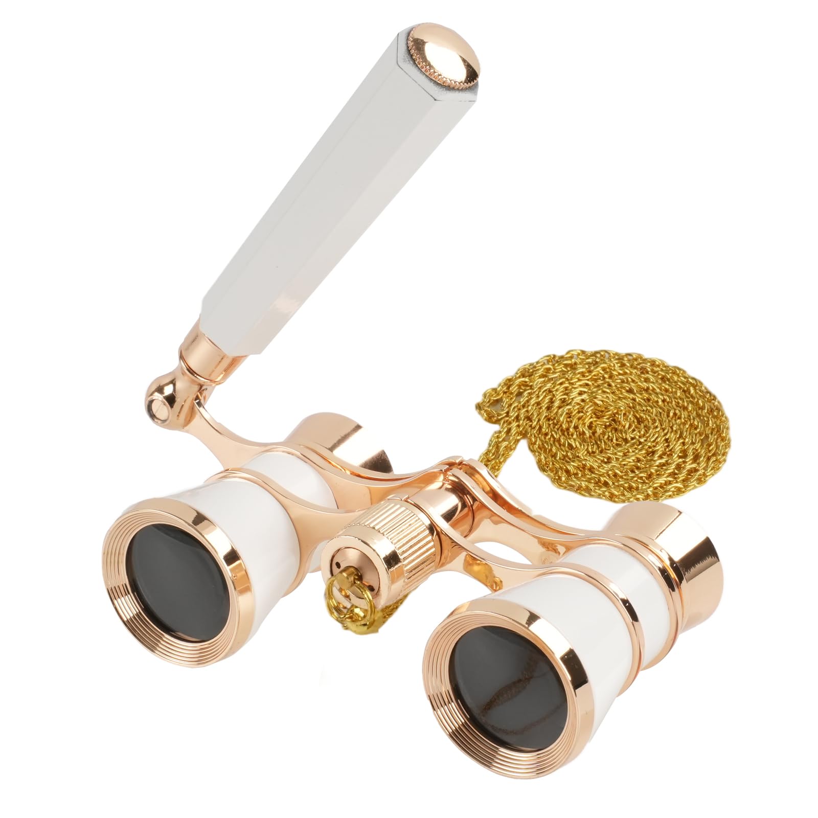 Occhiali da Opera 3x25 con Manico e Catena, Bianco