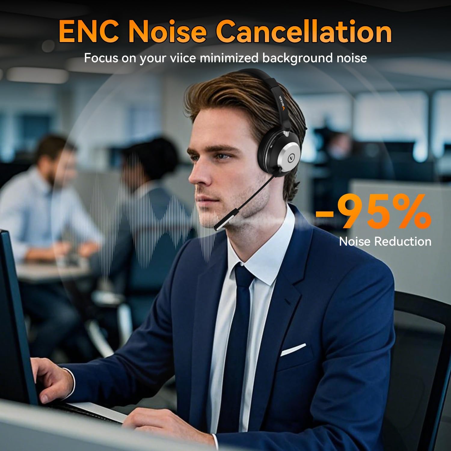 Wantek Cuffie Wireless Mono con Microfono e ANC - immagine 2