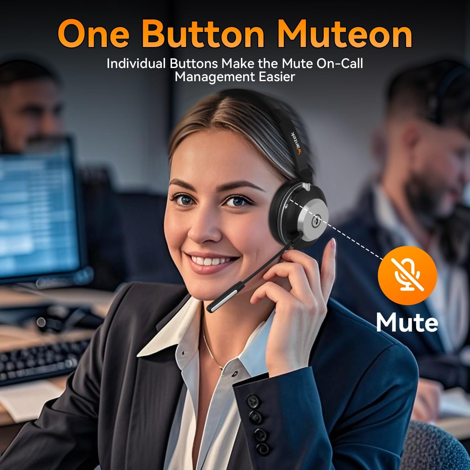 Wantek Cuffie Wireless Mono con Microfono e ANC - immagine 3