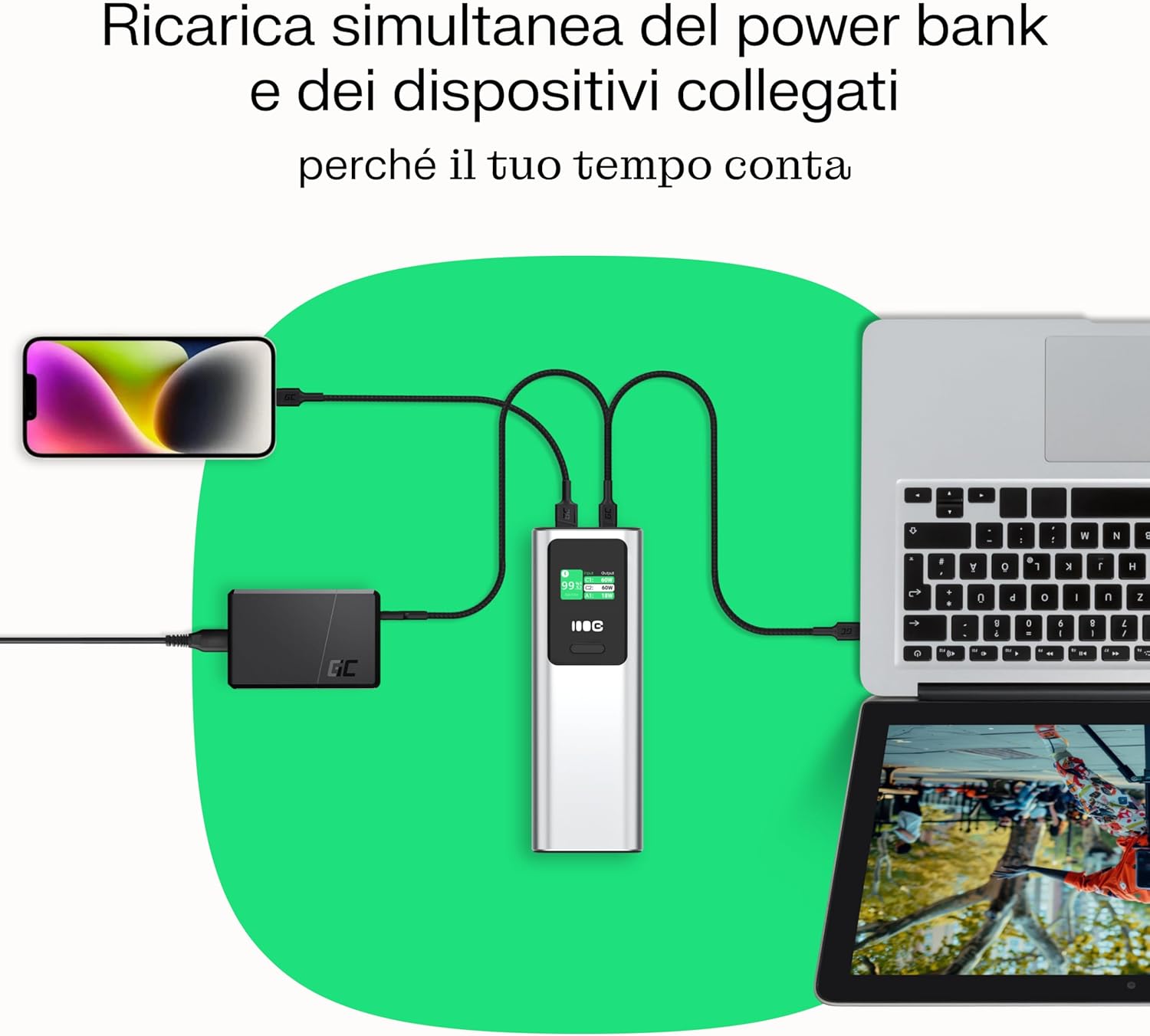 Greencell PowerPlay Ultra Powerbank 25200 mAh 140W - immagine 5