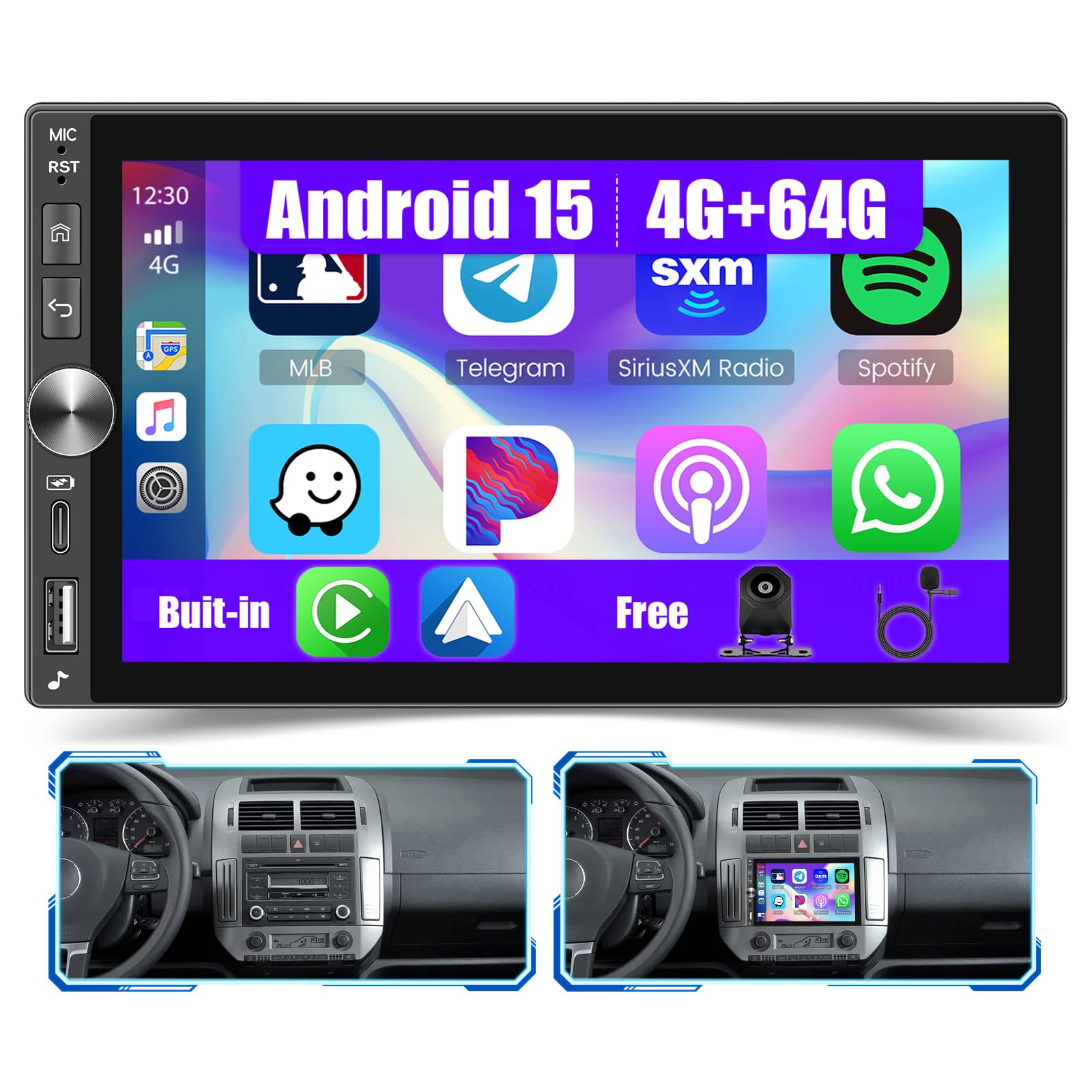 Inefala Autoradio 2 Din Android 15 con Wireless Carplay