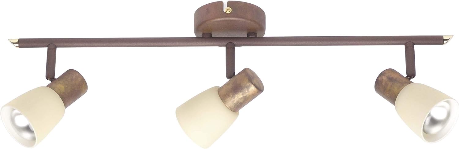 Brilliant, Sistema di faretti da soffitto a 3 luci, metallo, champagne