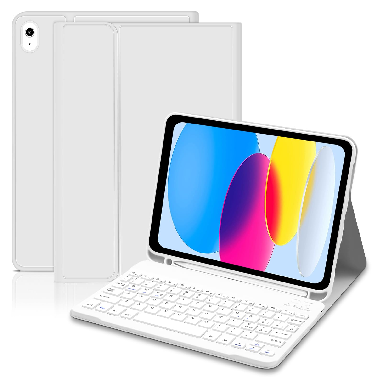 Lielax Custodia con Tastiera per iPad 10a Gen (10.9", 2022), Grigio