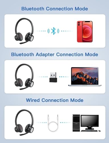 New Bee Cuffie Bluetooth con Microfono per PC, Nero - immagine 3