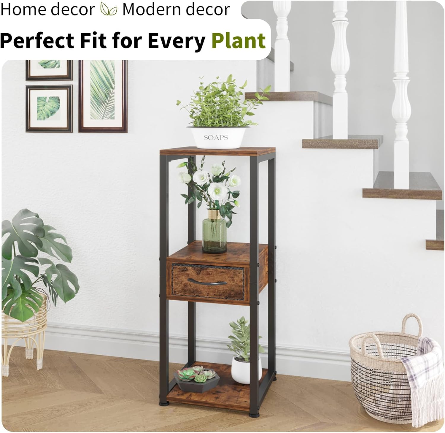 Vondream Supporto per Piante a 3 Livelli con Cassetto - immagine 5