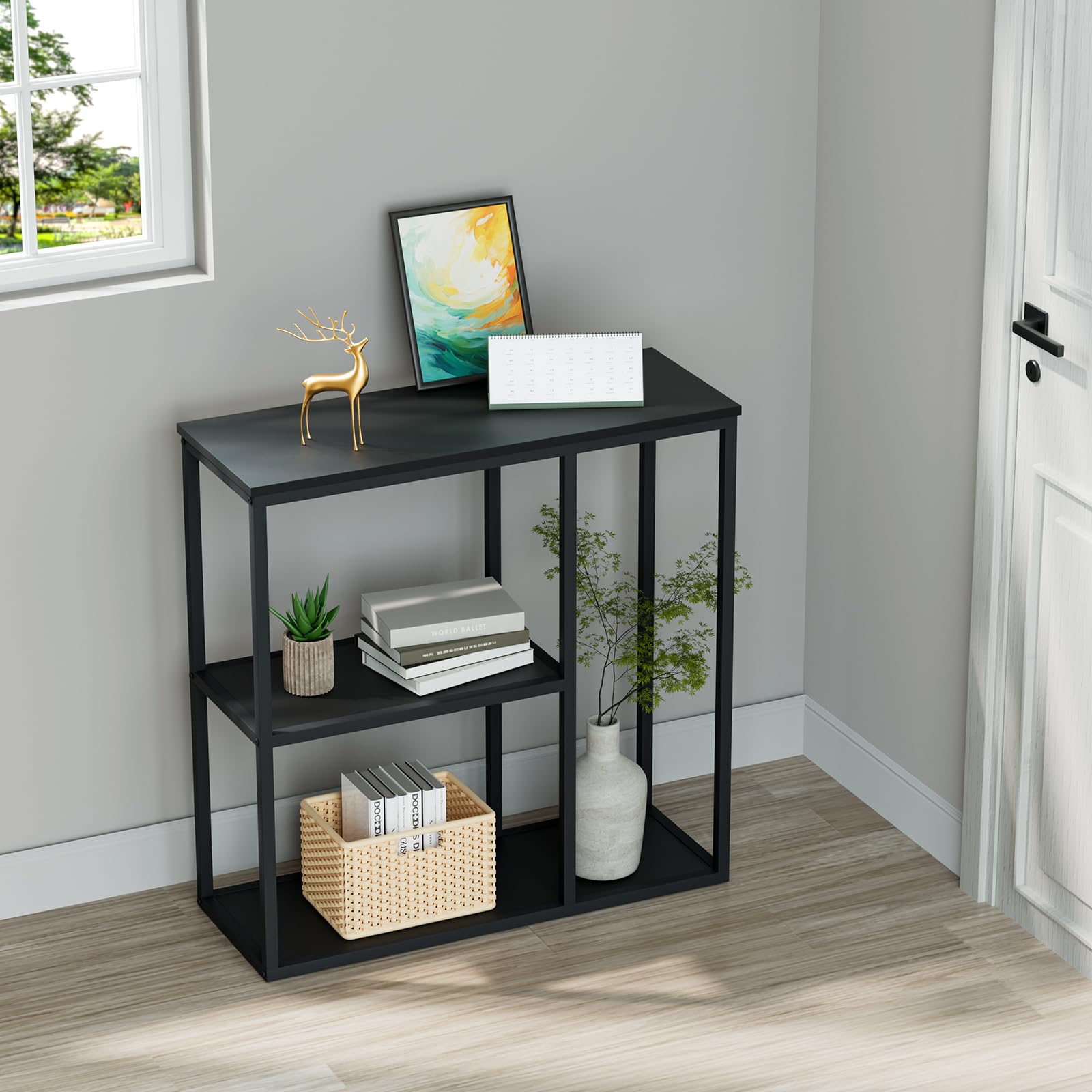 Wohomo Tavolo Consolle Ingresso Stretto 80x80 cm, Nero