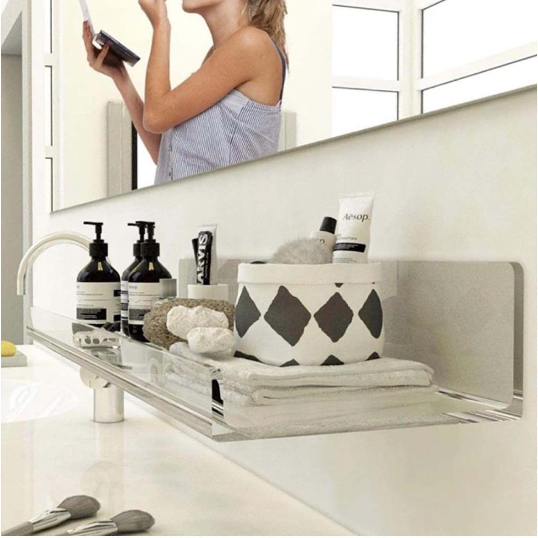 Mgkolbe® Mensole Bagno Plexiglass Adesive (2Pz. 40x10cm)