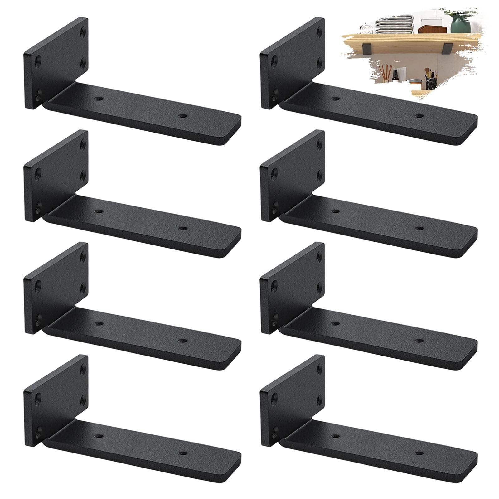 8 Pezzi Reggimensola Invisibile da Muro - Nero/20cm