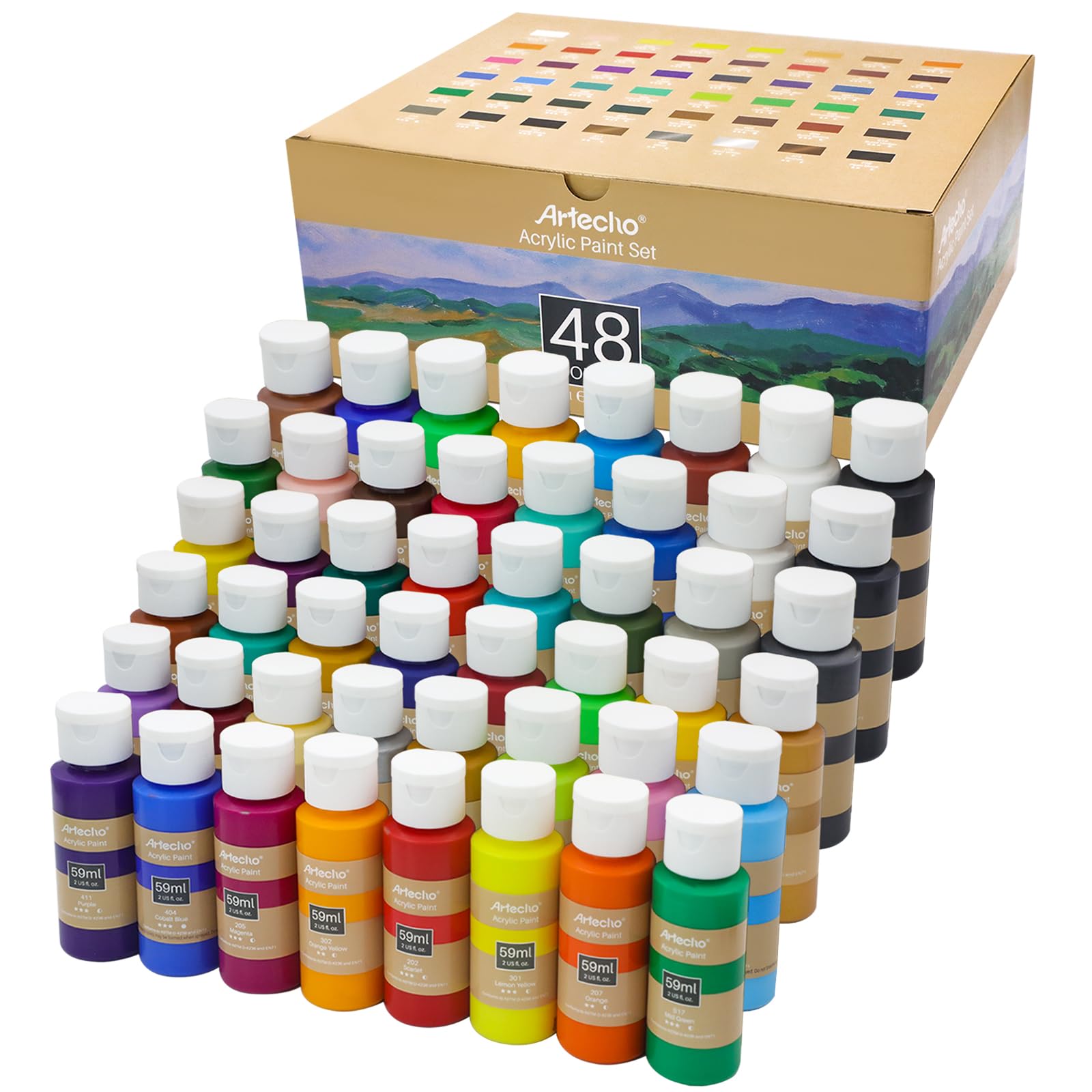 Artecho Colori Acrilici 48 x 59ml per Dipingere