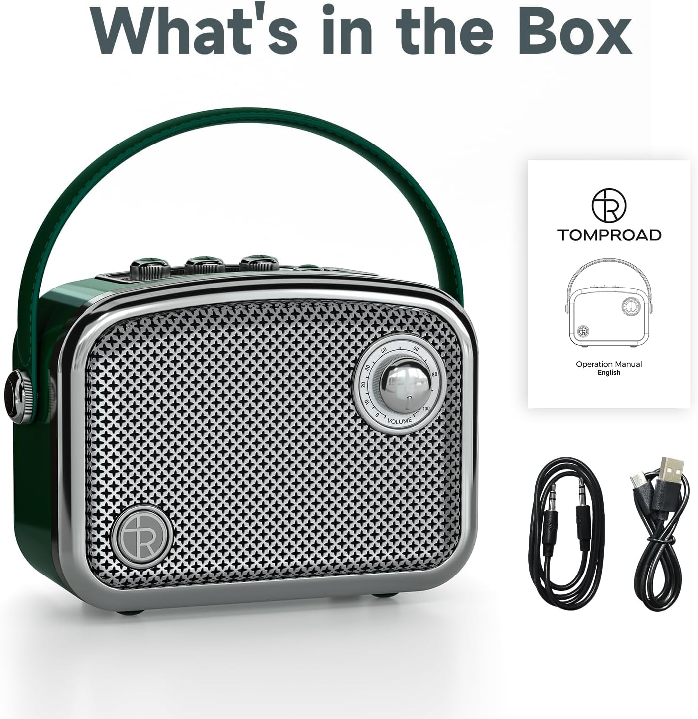 Altoparlante Bluetooth Portatile Stile Vintage, Verde - immagine 7